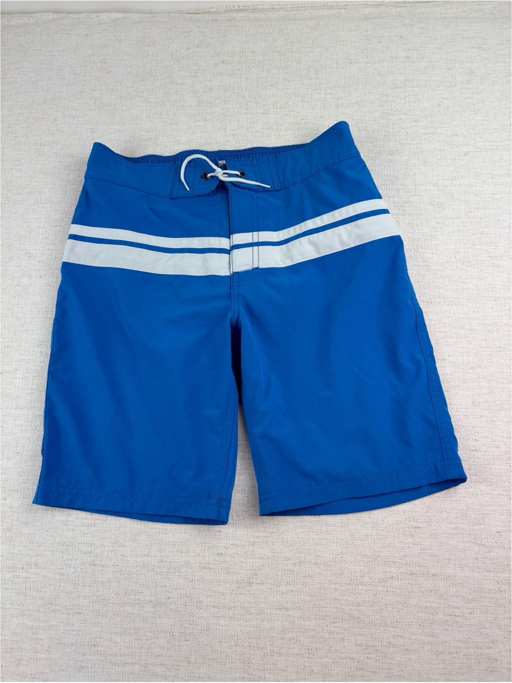 Crewcuts Boys' size 12 striped swim Trunks blue and white